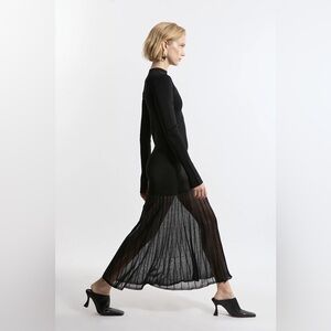 Karen Millen Knit Sheer Skirt Midaxi Dress